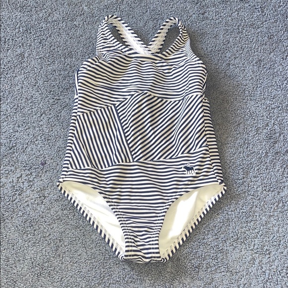 Abercrombie Kids Navy and White Striped One Piece Swimsuit - Picture 1 of 6